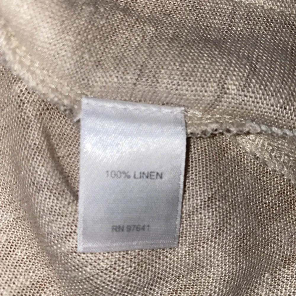 J Jill Love‎ Linen 100% Open Cardigan Cinch Sleeves Pockets Size Large Beige